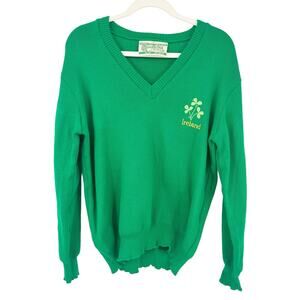 Traditional Craft Mens Vintage Preppy Clover Ireland Sweater Size M Kelly Green